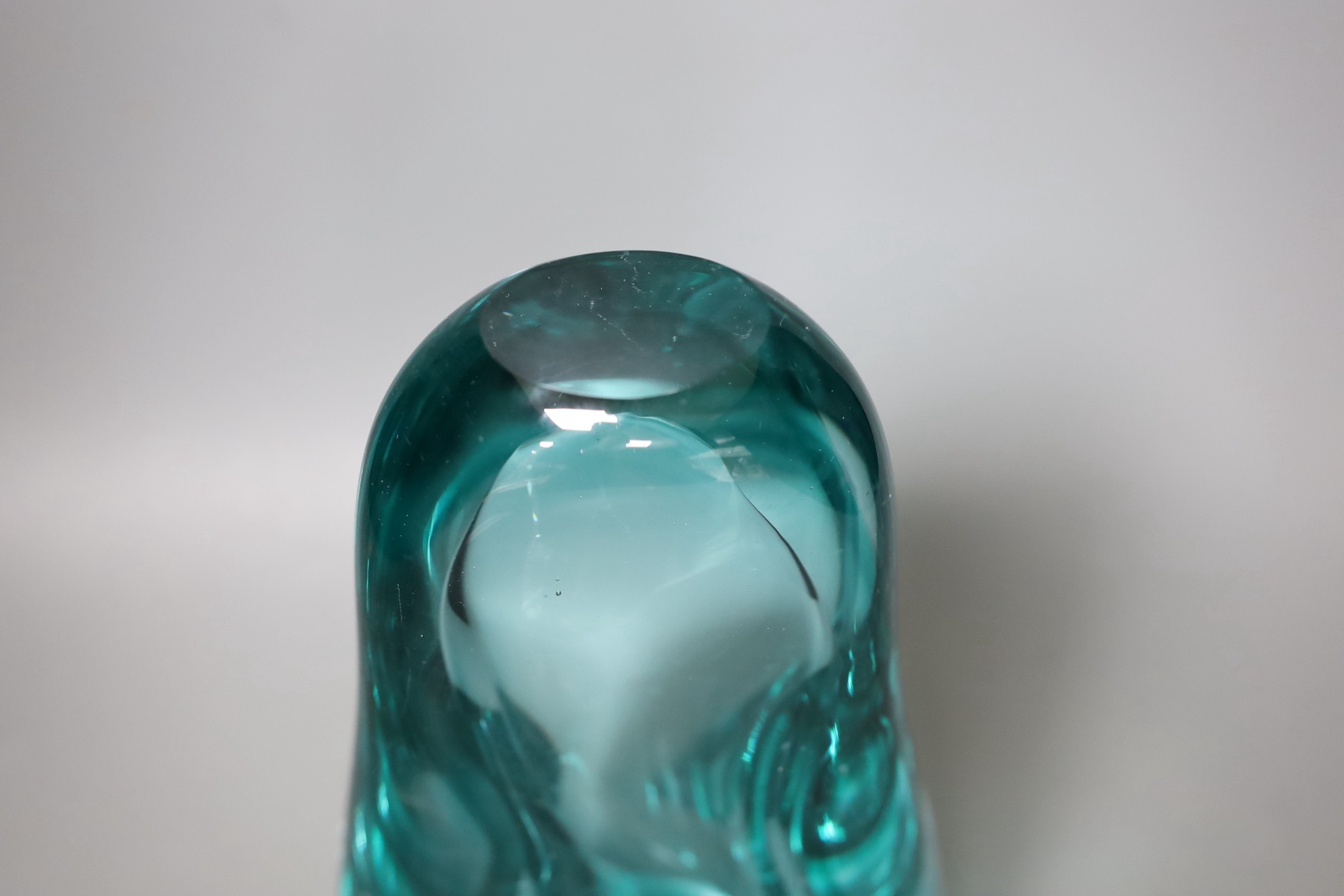 A large green glass free-form sculpture, possibly Murano, 30cms high